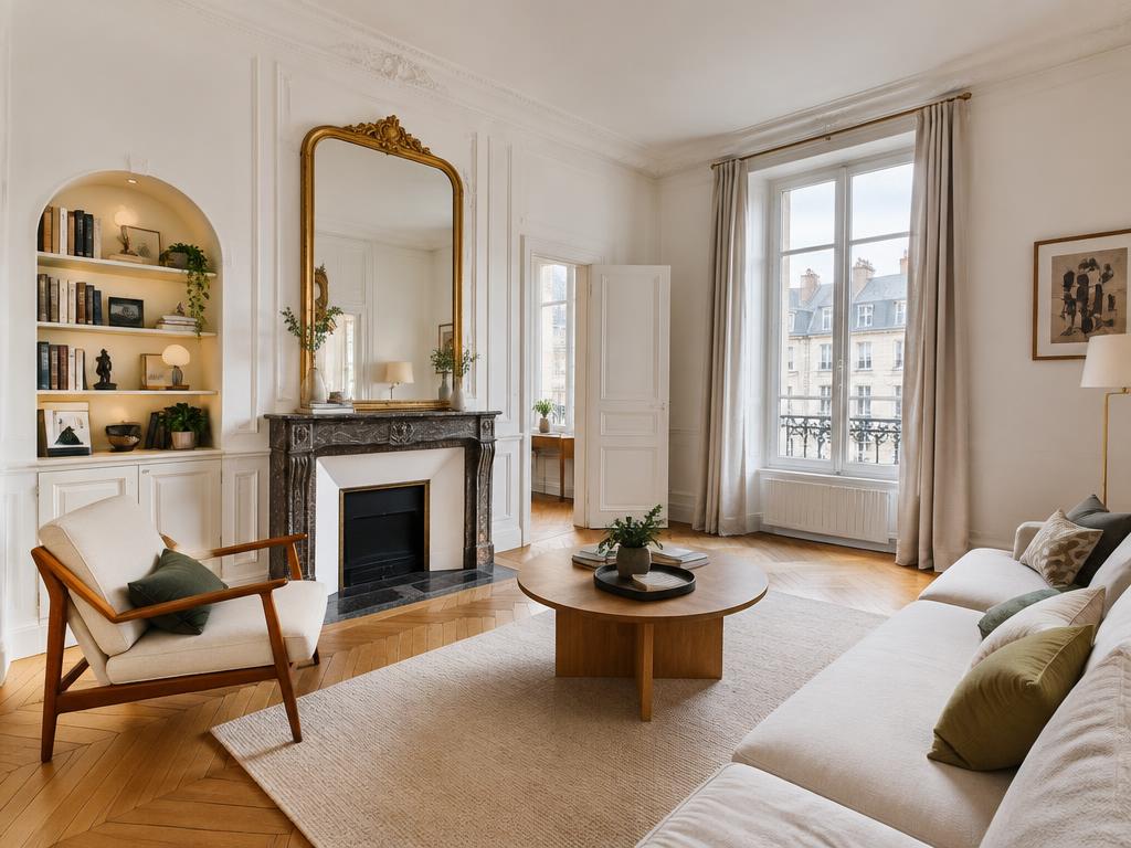 T2 rénové avec cheminée et parquet en point de Hongrie