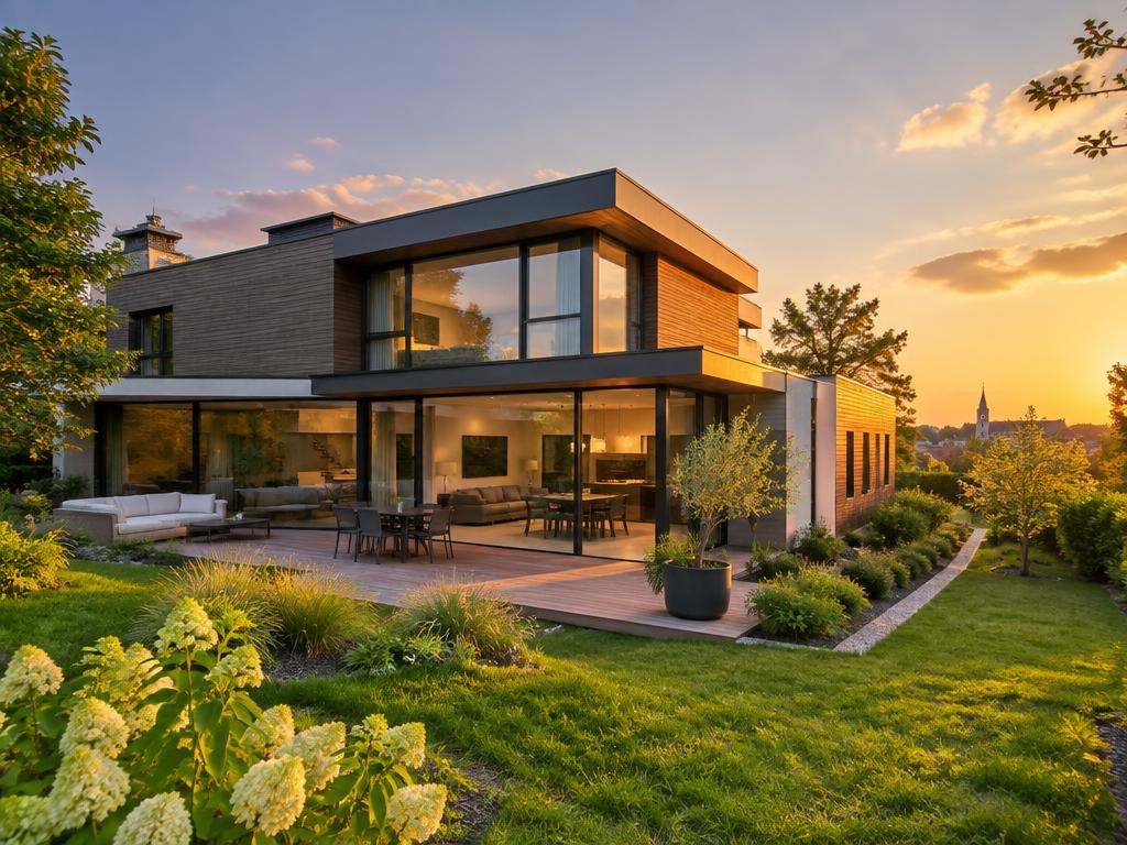 Villa d'architecte contemporaine avec jardin paysager à Olivet